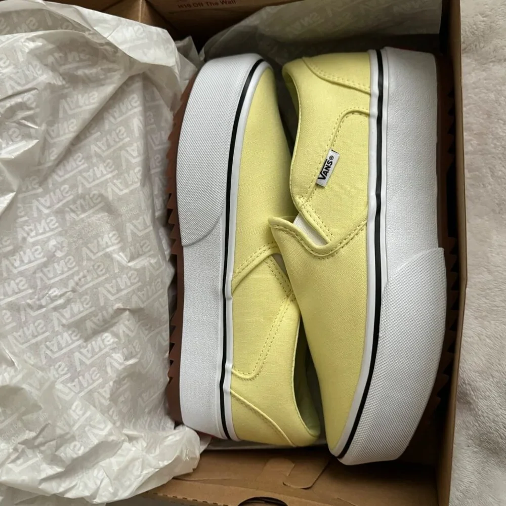Vans‎ Asher platform st Canvas slip on shoes sneakers sz 8 light green women’s